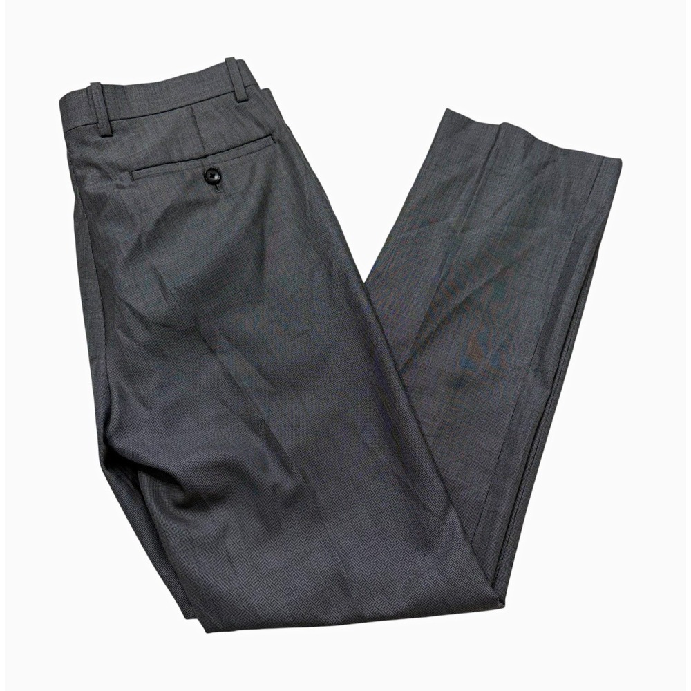 Theory Marlo U Duffie Men's Gray 58% Wool 42% Silk Twill Check Dress Pants